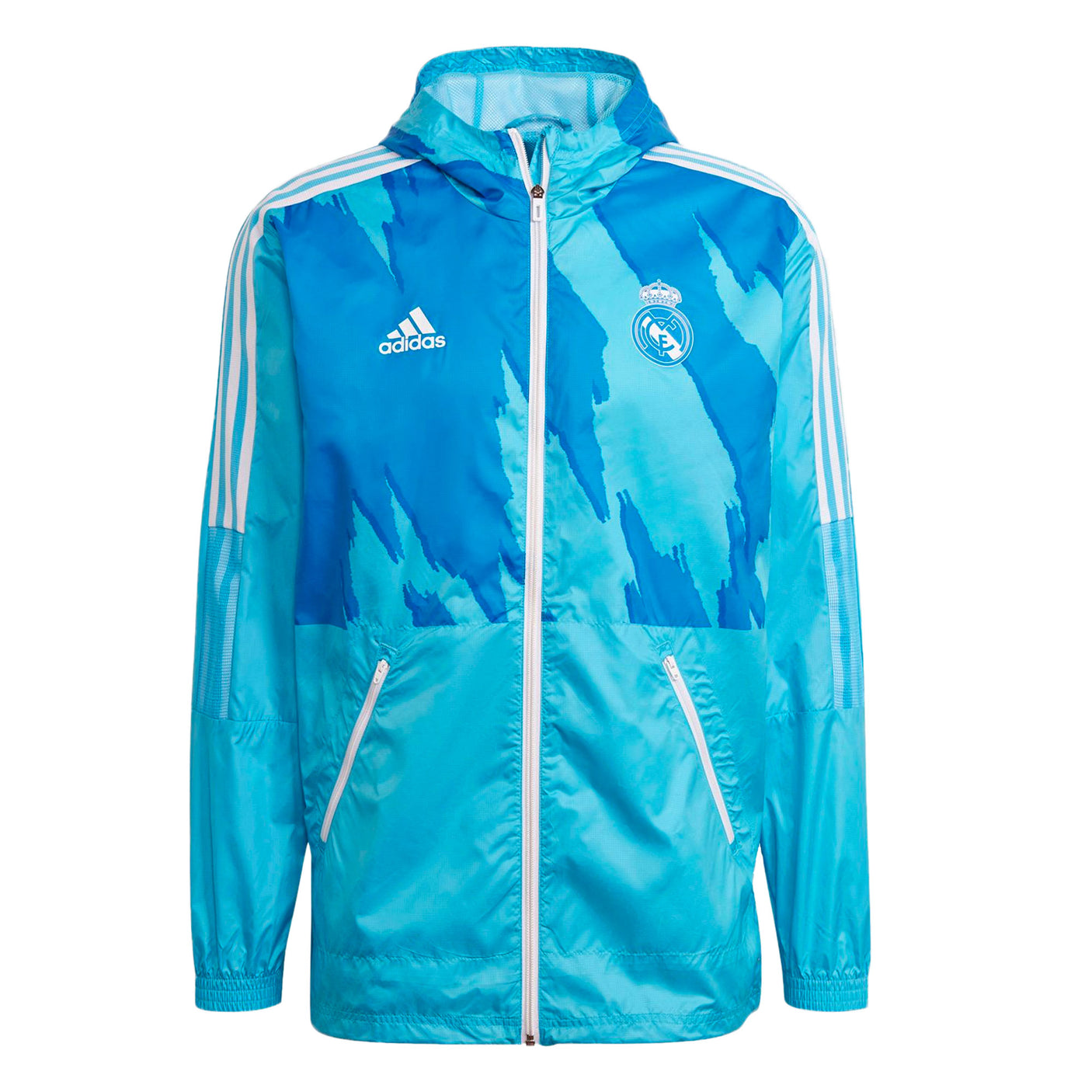 adidas Men's Real Madrid 2021 Windbreaker Bright Cyan Front