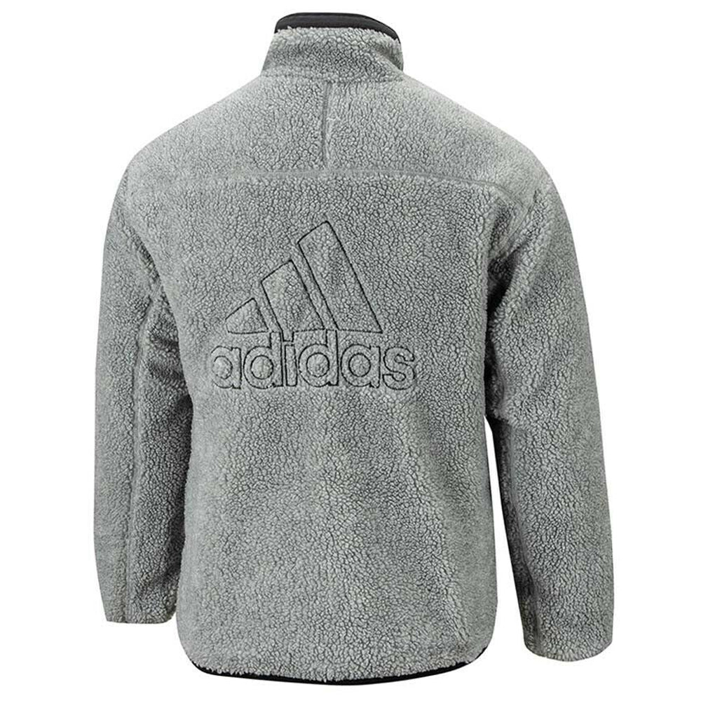 adidas Men's Reversible Padded Sherpa Jacket Grey Back Side Reversible