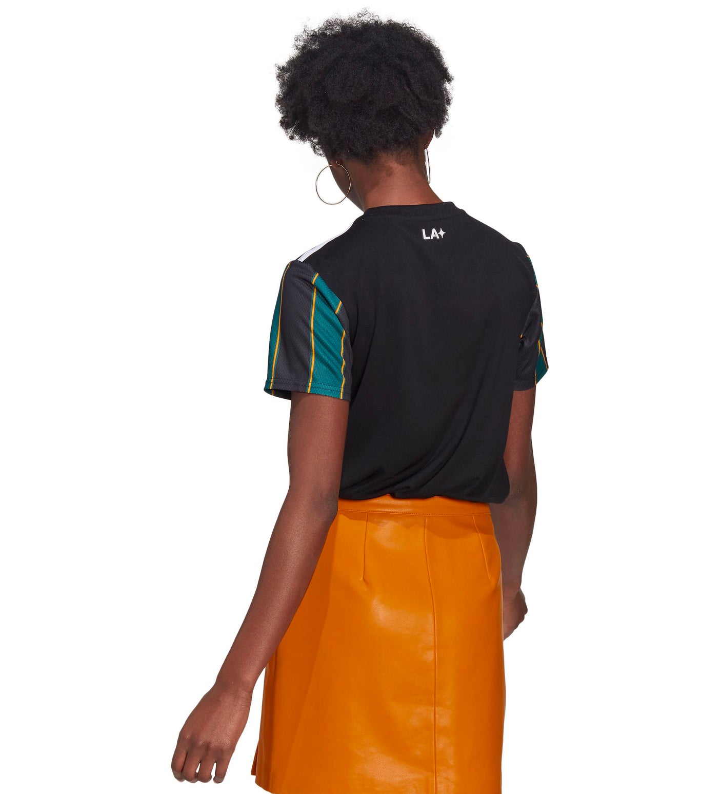 adidas Women's LA Galaxy 2021/22 Away Jersey Black/Tech Green Model Back