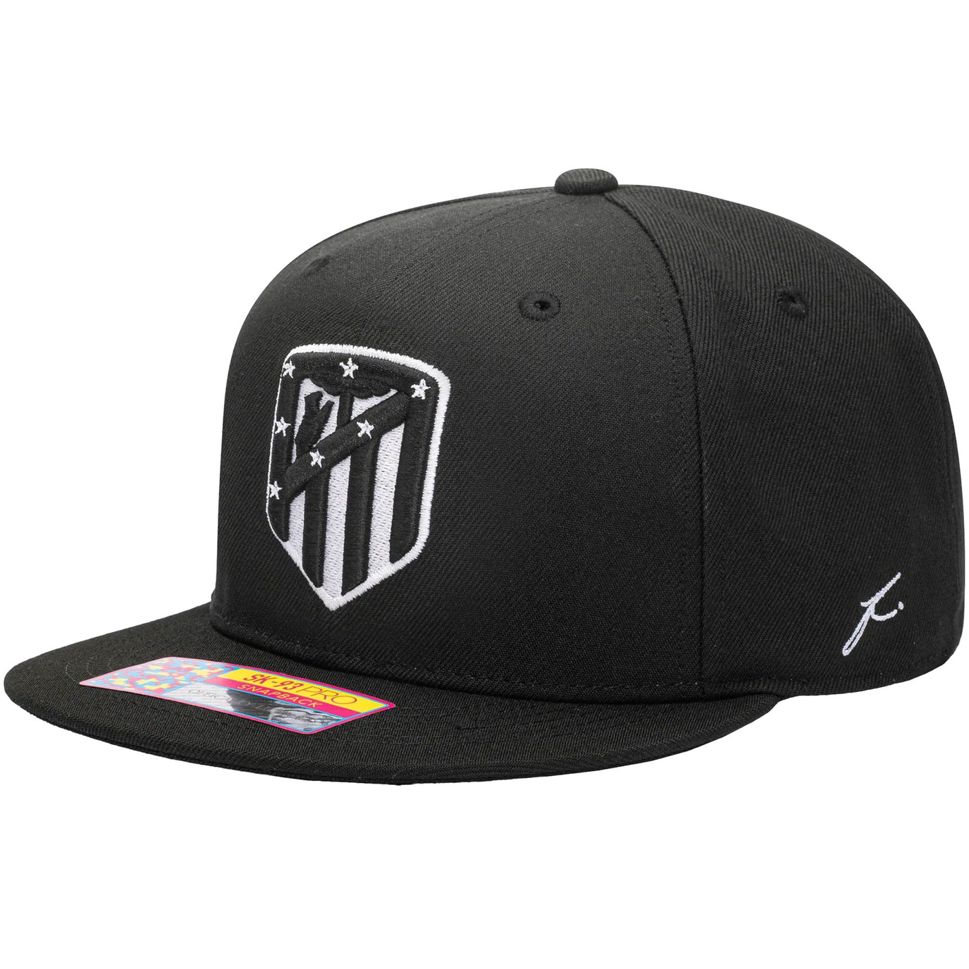 Fan Ink Atletico Madrid Snap Back Hat Black/Silver Left
