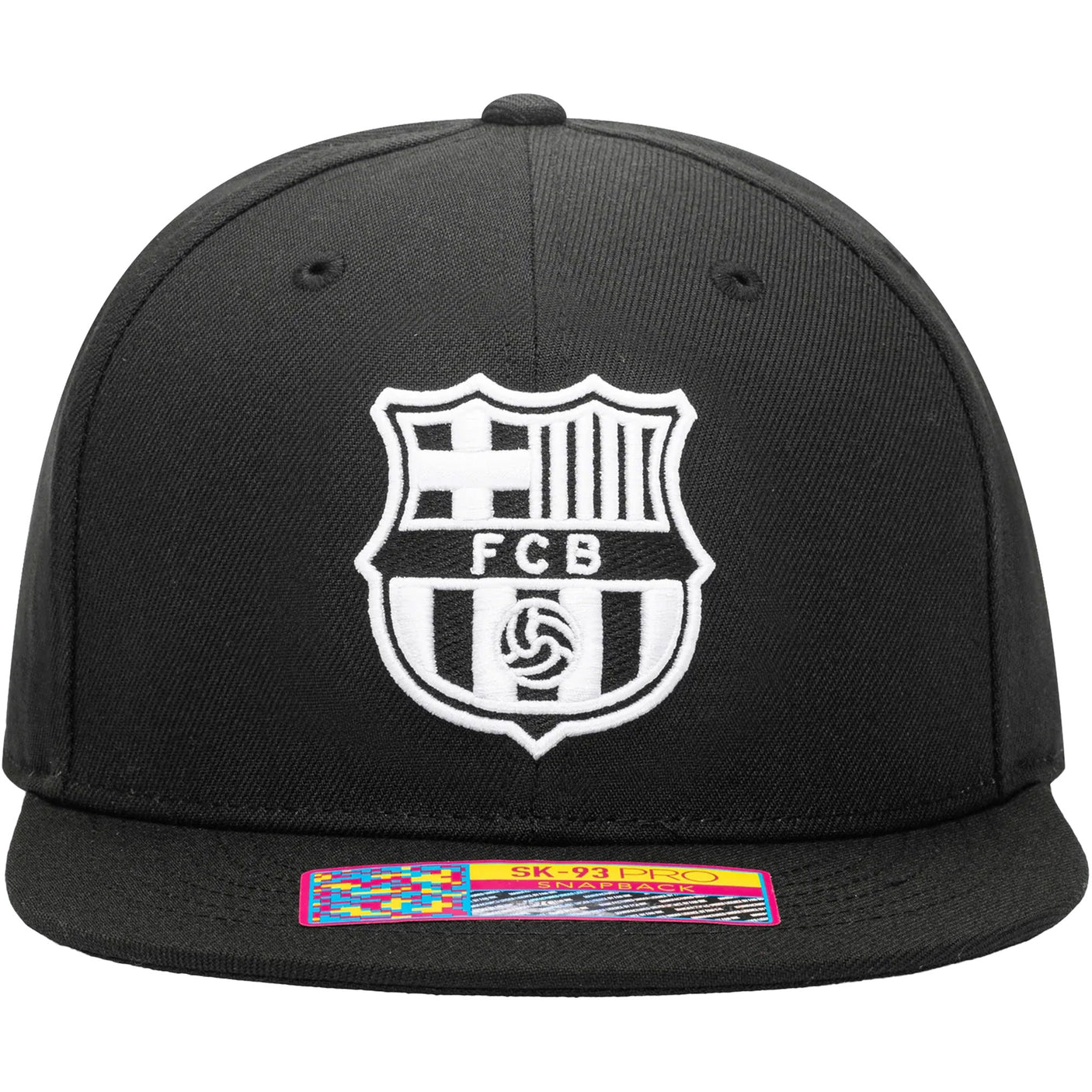 Fan Ink FC Barcelona Hit Snap Back Hat Black/White Front