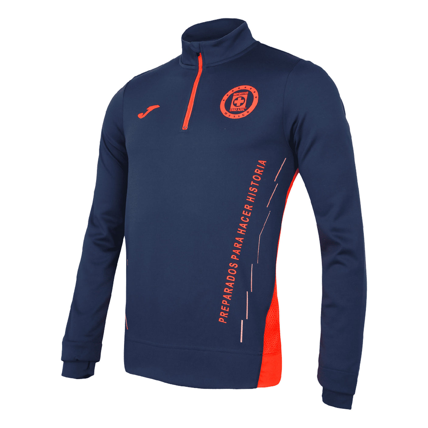 Joma Men's Cruz Azul 2021/22 1/4 Zip Sweatshirt Navy/Orange Red Front