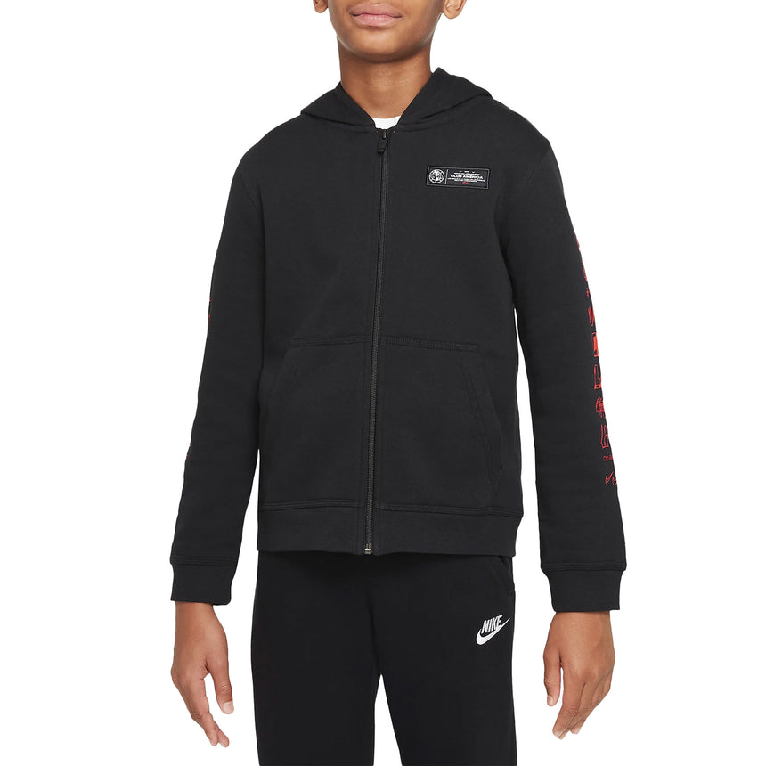 Nike Kids Club America 2021/22 Full Zip Hoodie Black/White Front