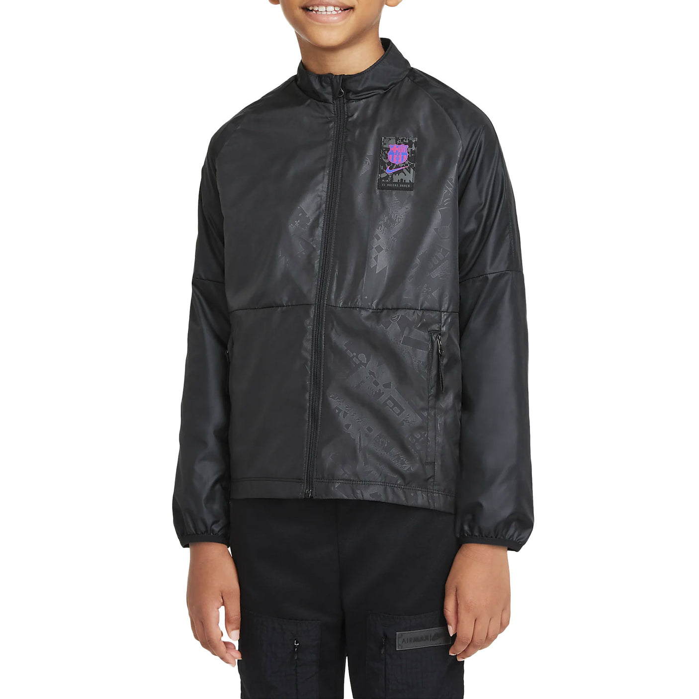 Nike Kids FC Barcelona 2021/22 Repel Academy AWF Jacket Black/Hyper Royal Front