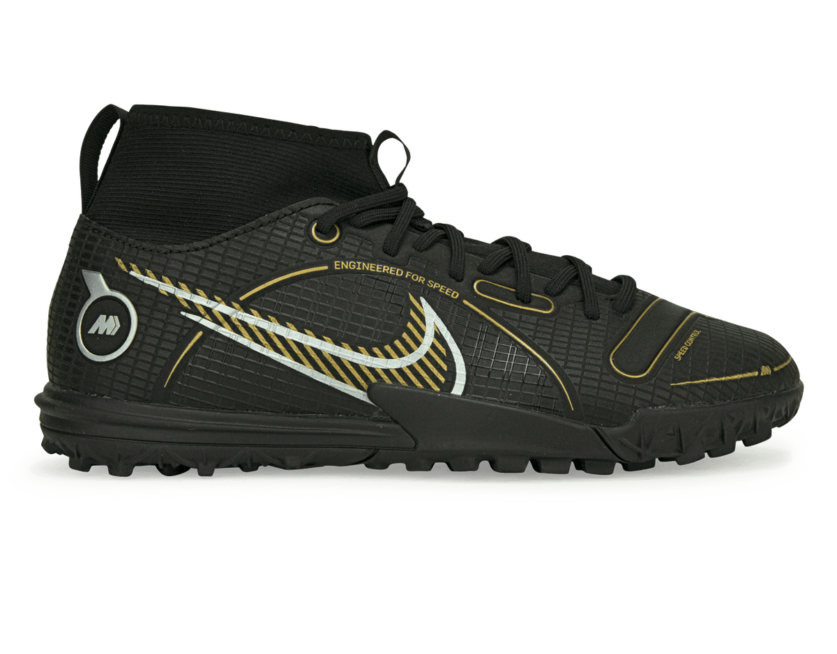 Nike Kids Mercurial Superfly 8 Academy TF Black Gold Azteca Soccer