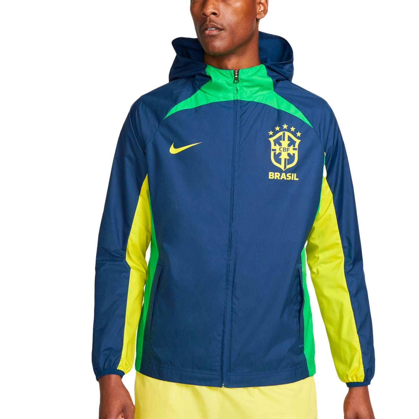 Nike Men's Brazil 2022/23 AWF Full-Zip Up Coastal Blue/Dynamic Yellow Front