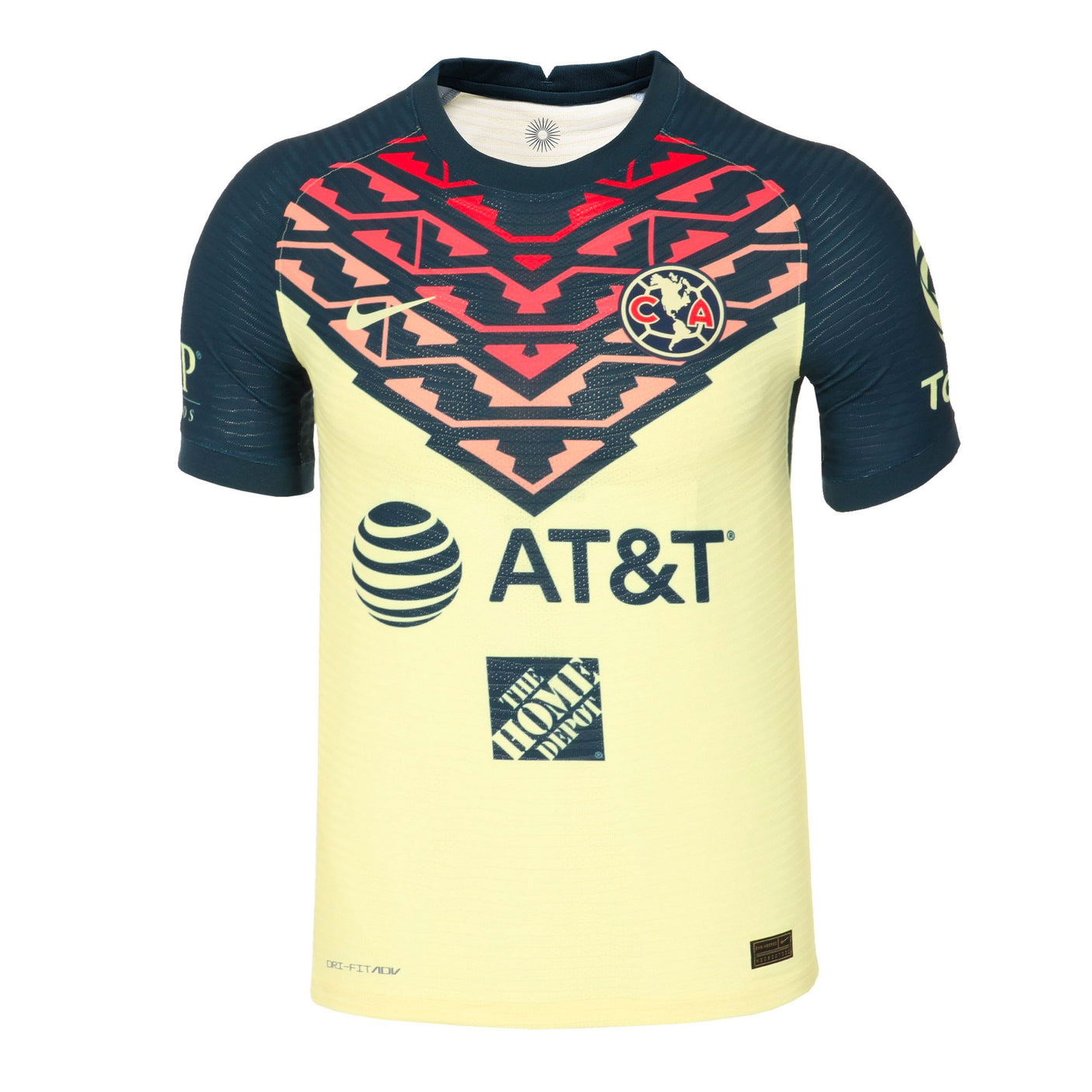 Nike Men's Club America 2021/22 Dri-FIT ADV Home Match Jersey Lemon Chiffon/Armory Navy Front