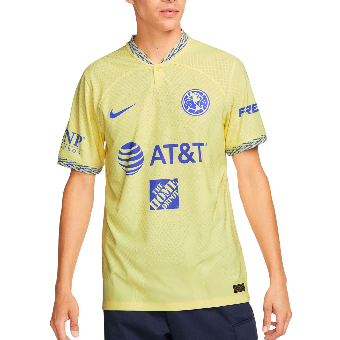 Nike Men's Club America 2022/23 Dri-FIT ADV Home Jersey Lemon Chiffon/Blue Front