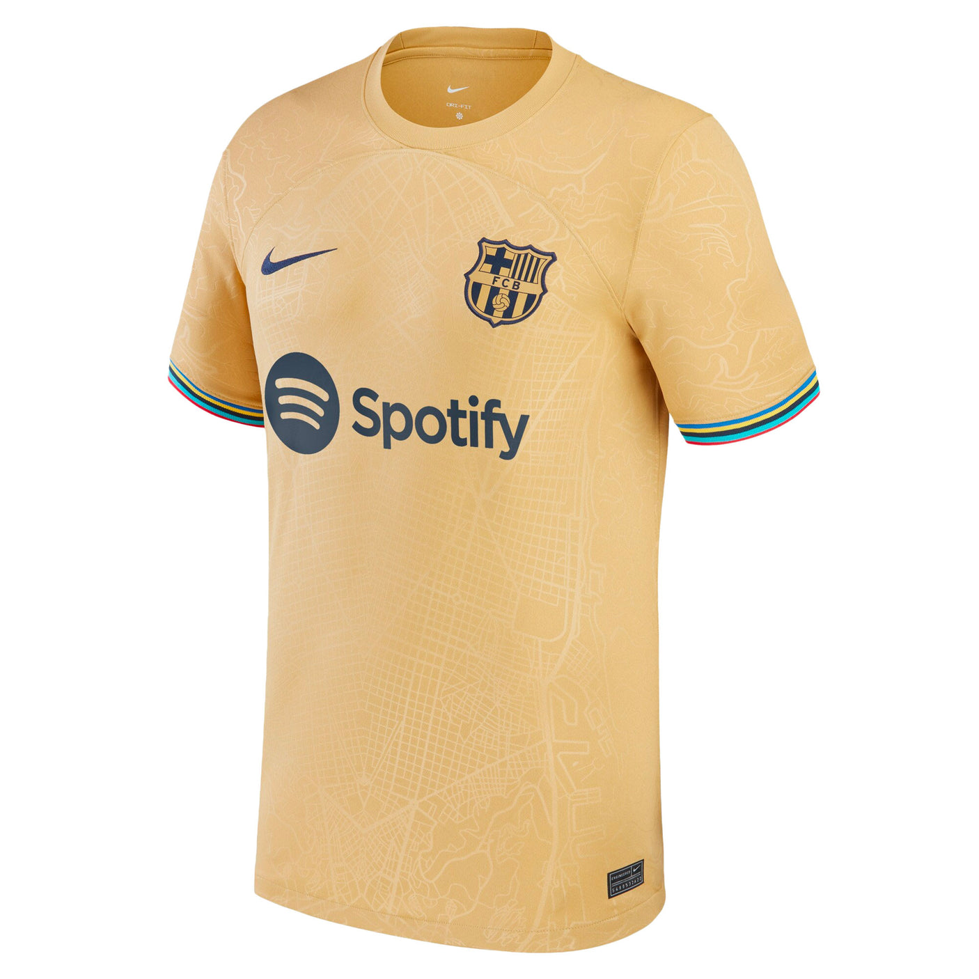Nike Men's FC Barcelona 2022/23 Away Jersey Club Gold/Obsidian Front
