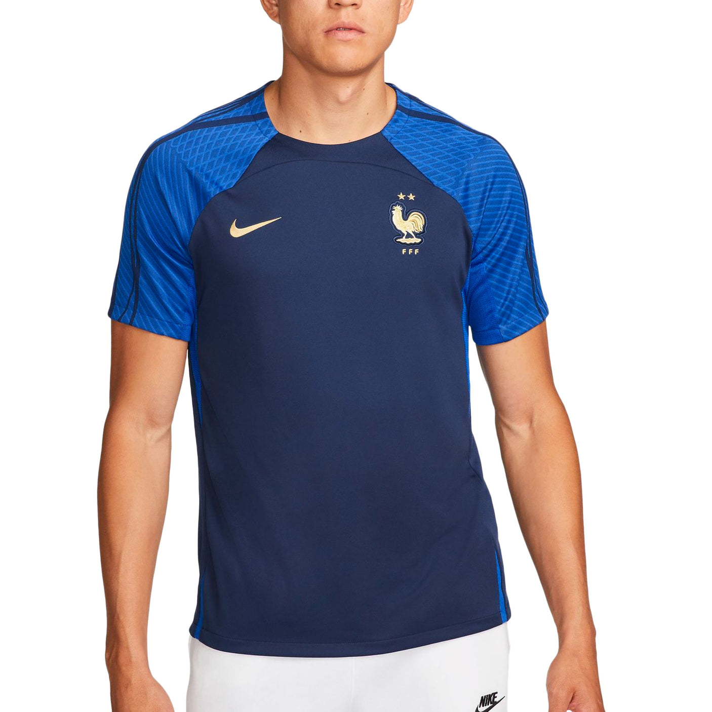 Nike Men's France 2022/23 Strike Jersey Midnight Navy/Metallic Gold Front