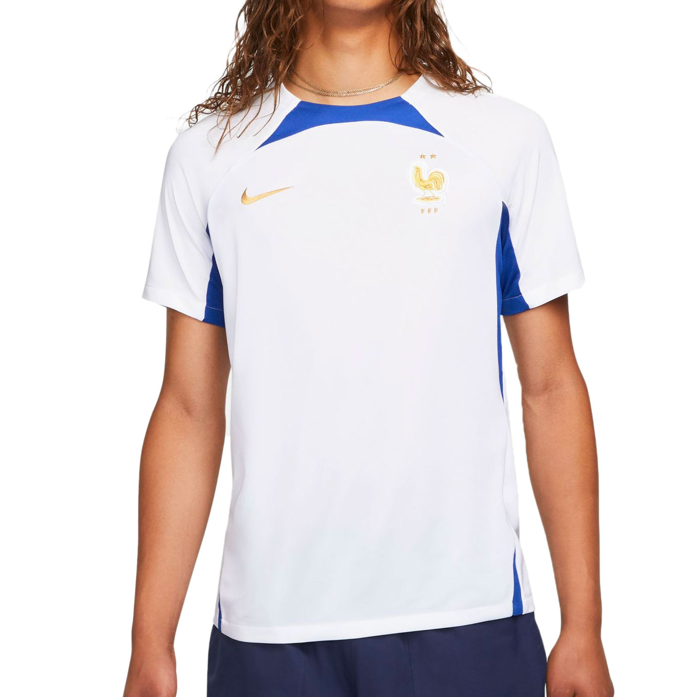 Nike Men's France 2022/23 Training Jersey White/Game Royal Front