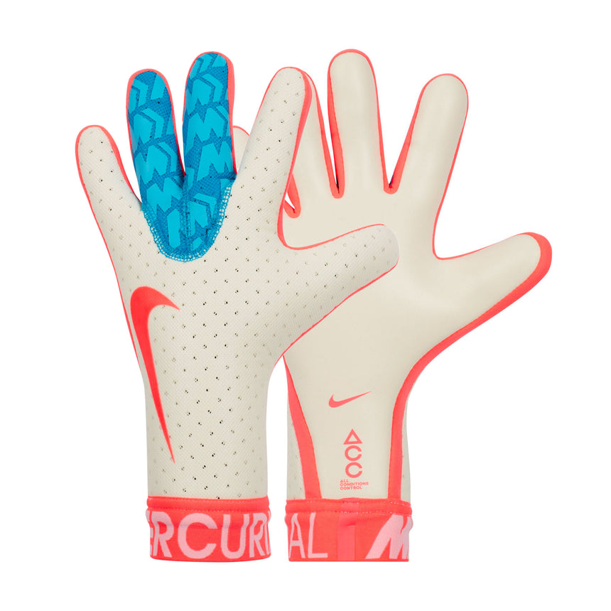 Nike Men's Mercurial Touch Elite Goalkeeper Gloves White/Aqua Blue Both