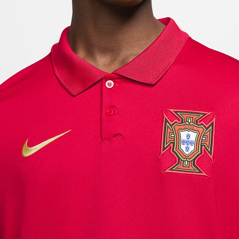 Nike Men's Portugal 20/21 Home Jersey Gym Red/Metallic Gold