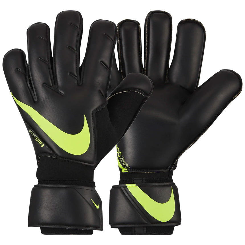 Nike Men's Vapor Grip 3 Goalkeeper Gloves Black/Volt Pair