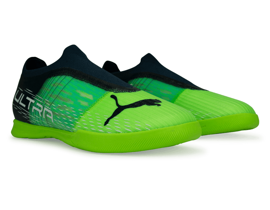 PUMA Kids Ultra 3.3 IT Indoor Soccer Shoes Green/Black Together