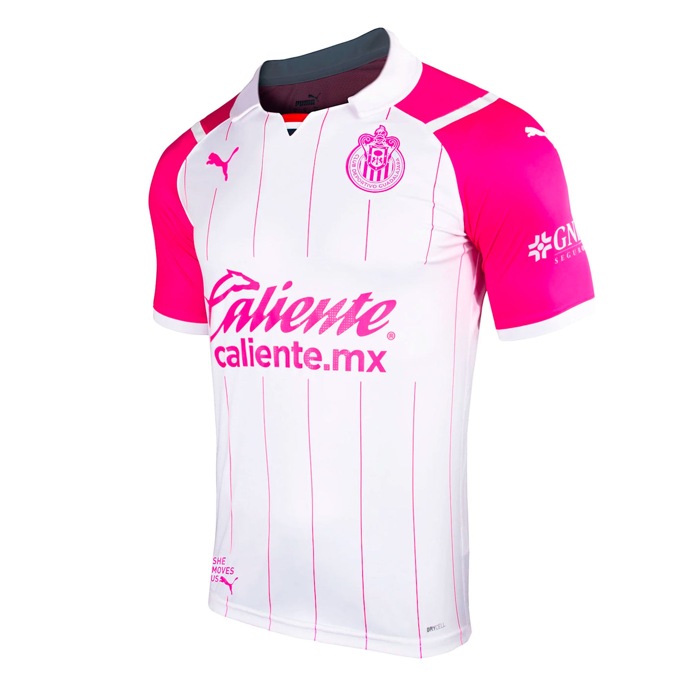 PUMA Men's Chivas de Guadalajara 2021/22 Authentic Breast Cancer Awareness Jersey White/Pink Front