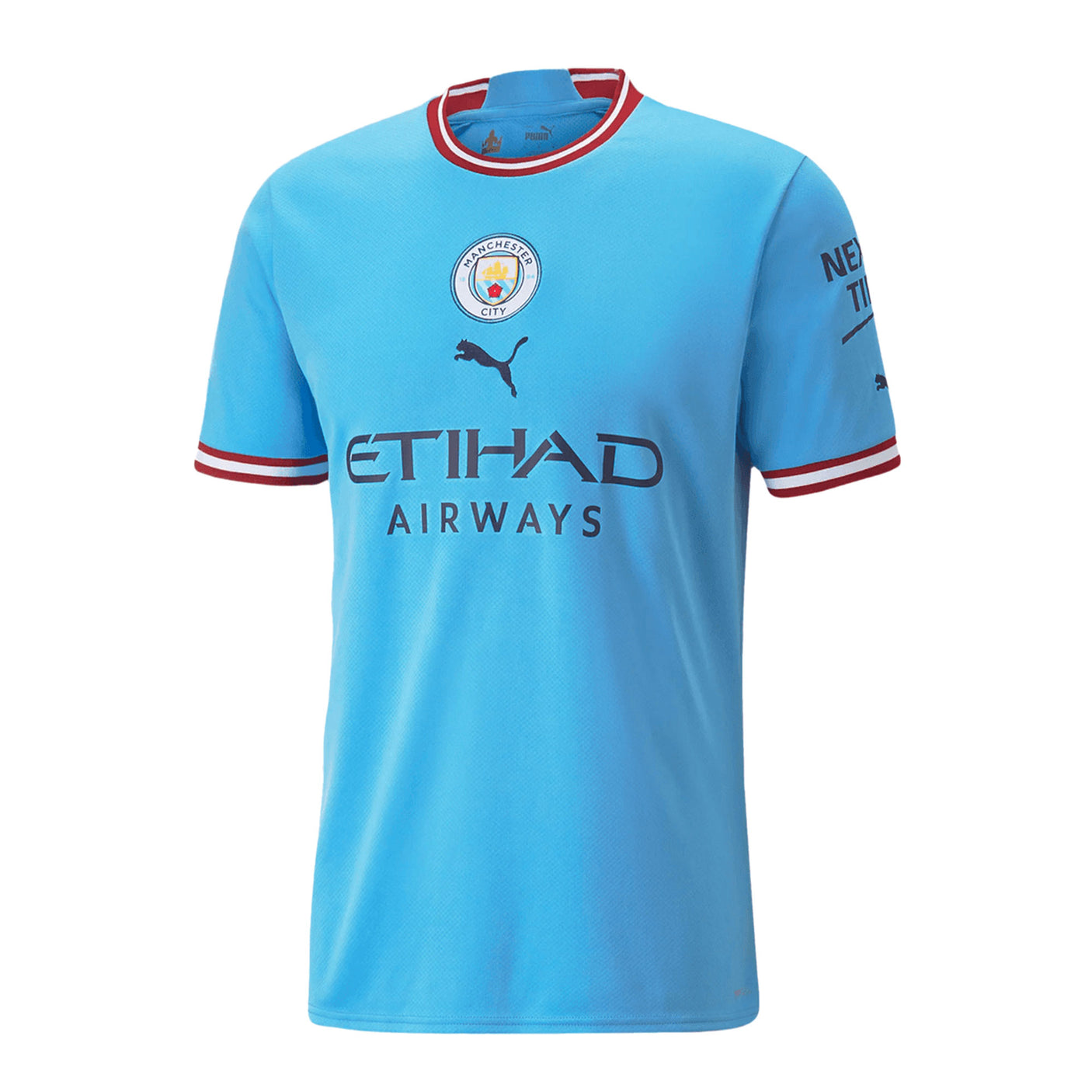 PUMA Men's Manchester City 2022/23 Home Jersey Light Blue /Red Front