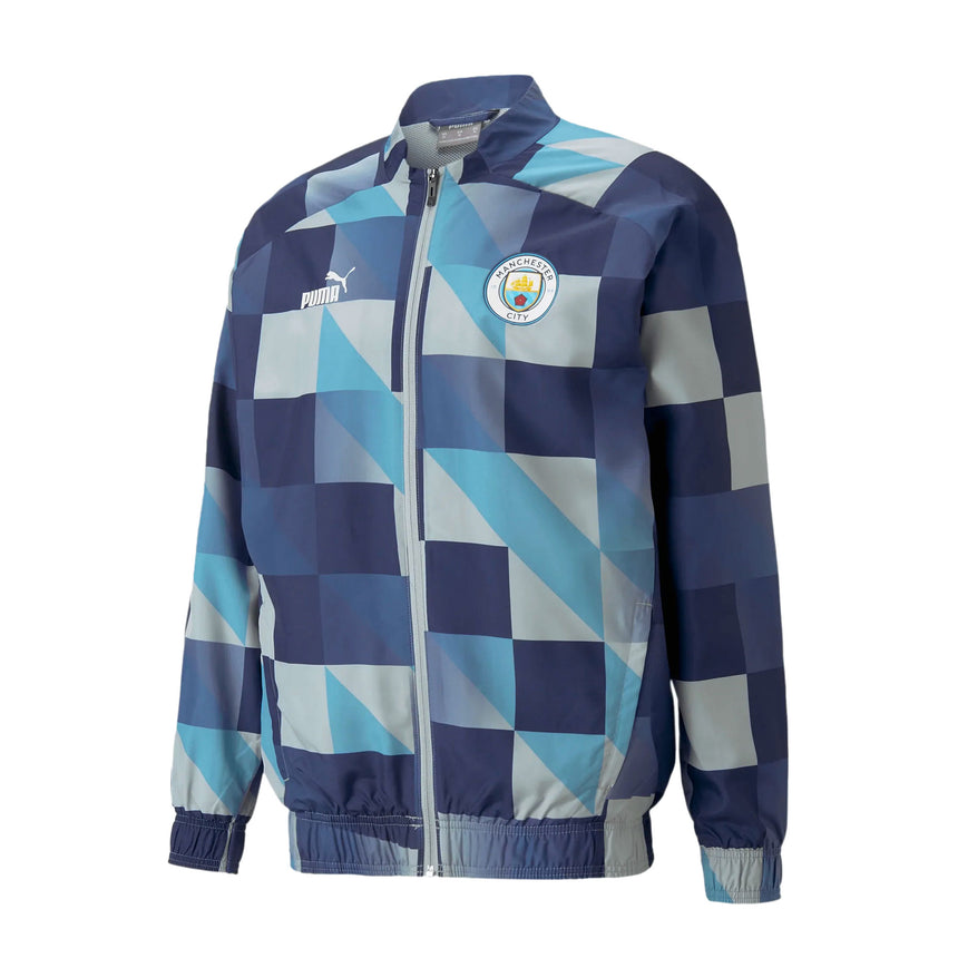 PUMA Men's Manchester City Pre-Match Jacket 2023/24 Grey/Puma Navy Front
