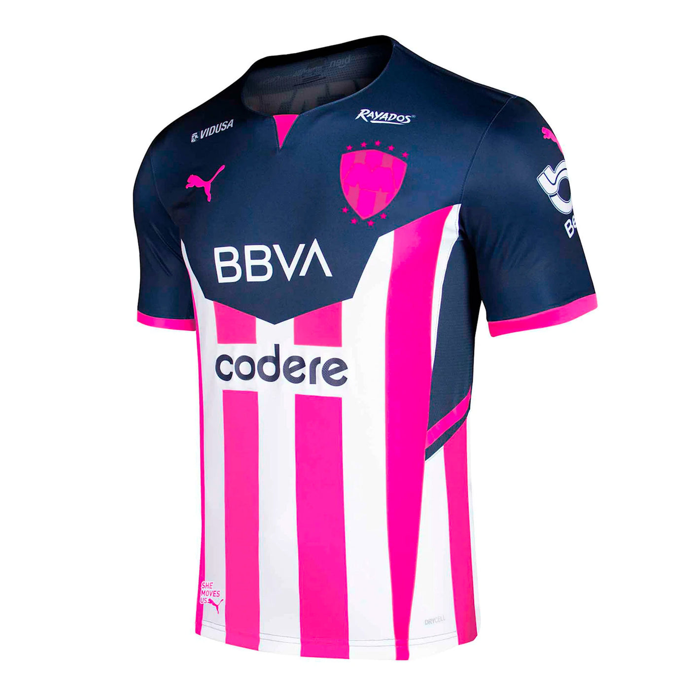 PUMA Men's Monterrey 2021/22 Authentic Breast Cancer Awareness Jersey Navy/Pink Front