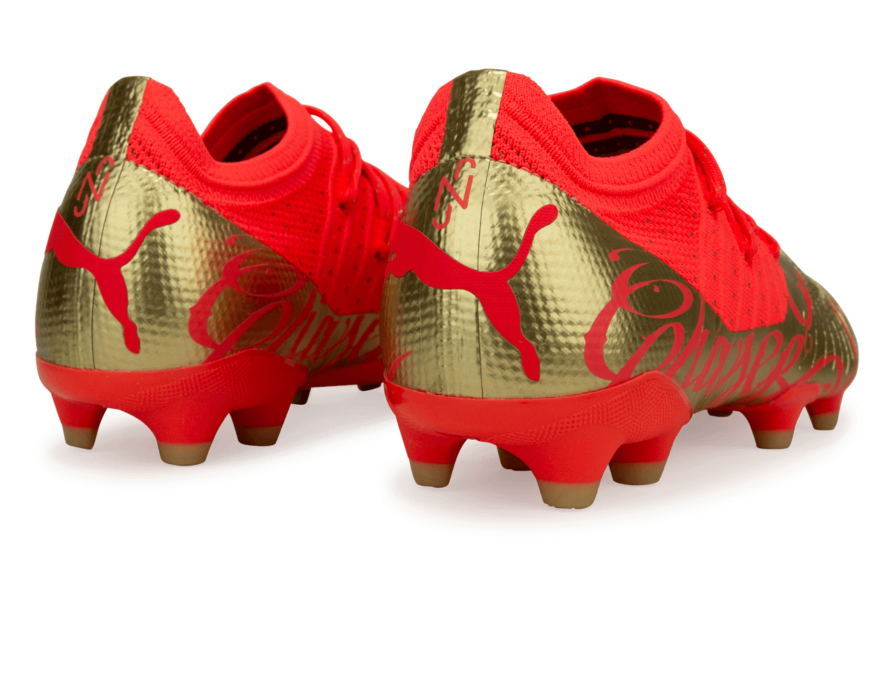 PUMA Men's Neymar Jr Future 2.4 FG/AG Fiery Coral Gold Rear