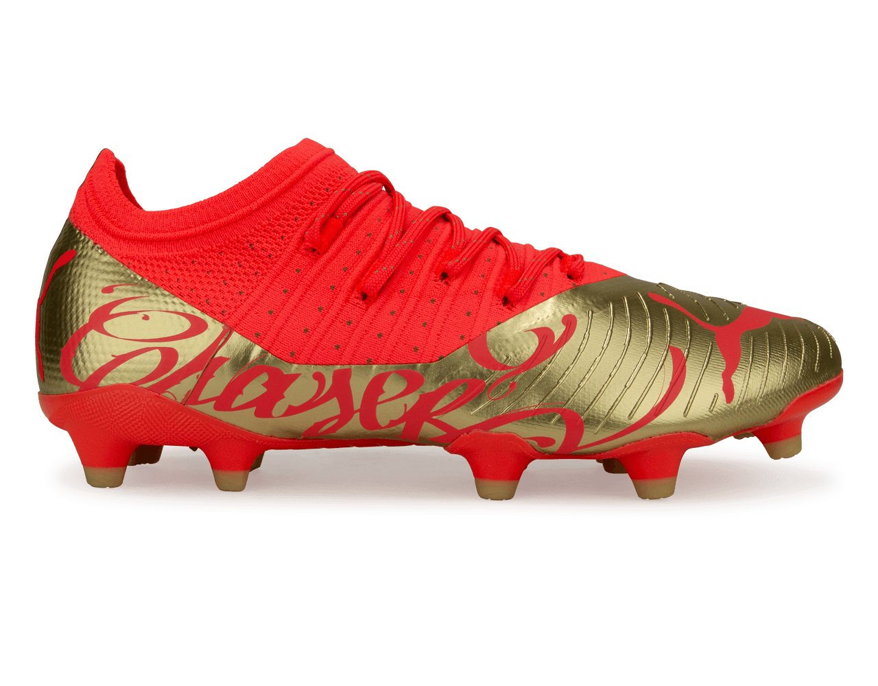 PUMA Men's Neymar Jr Future 2.4 FG/AG Fiery Coral Gold Side