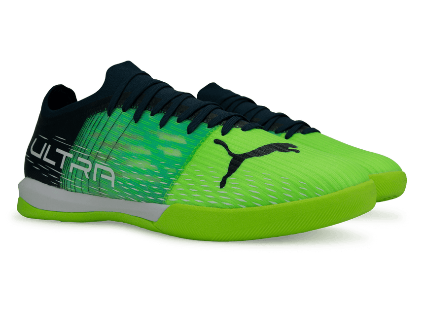 PUMA Men's Ultra 3.3 IT Indoor Soccer Shoes Green/Black Together