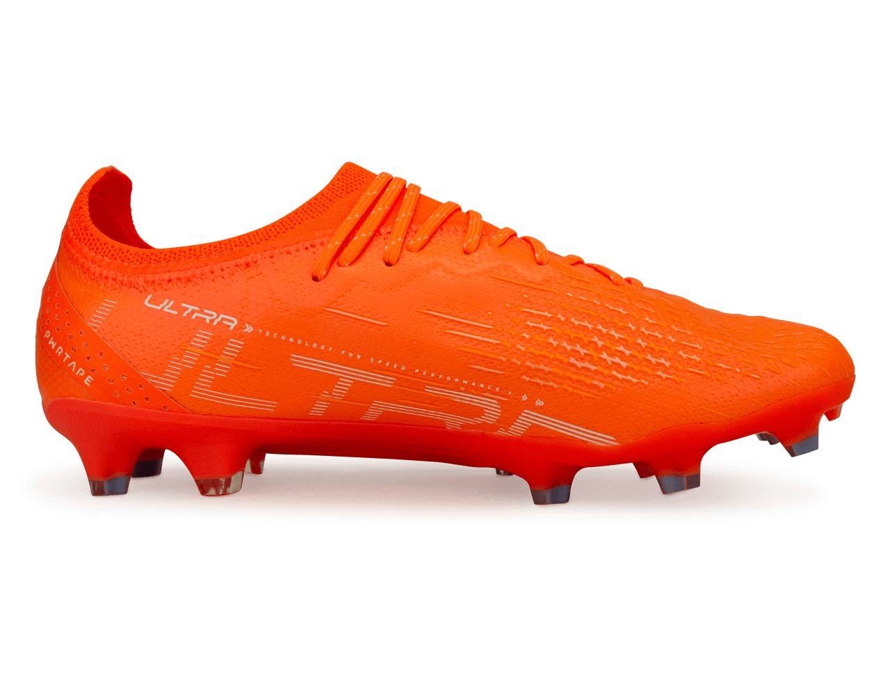 PUMA Men's Ultra Ultimate FG/AG Orange/Blue Glimmer Side
