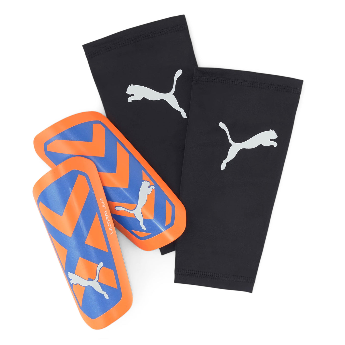 PUMA Ultra Light Sleeve Shin Guards Orange/Blue Both