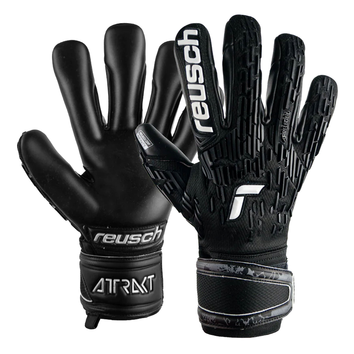 Reusch Attrakt Freegel Infinity Fingersave Goalkeeper Gloves Black/White Both