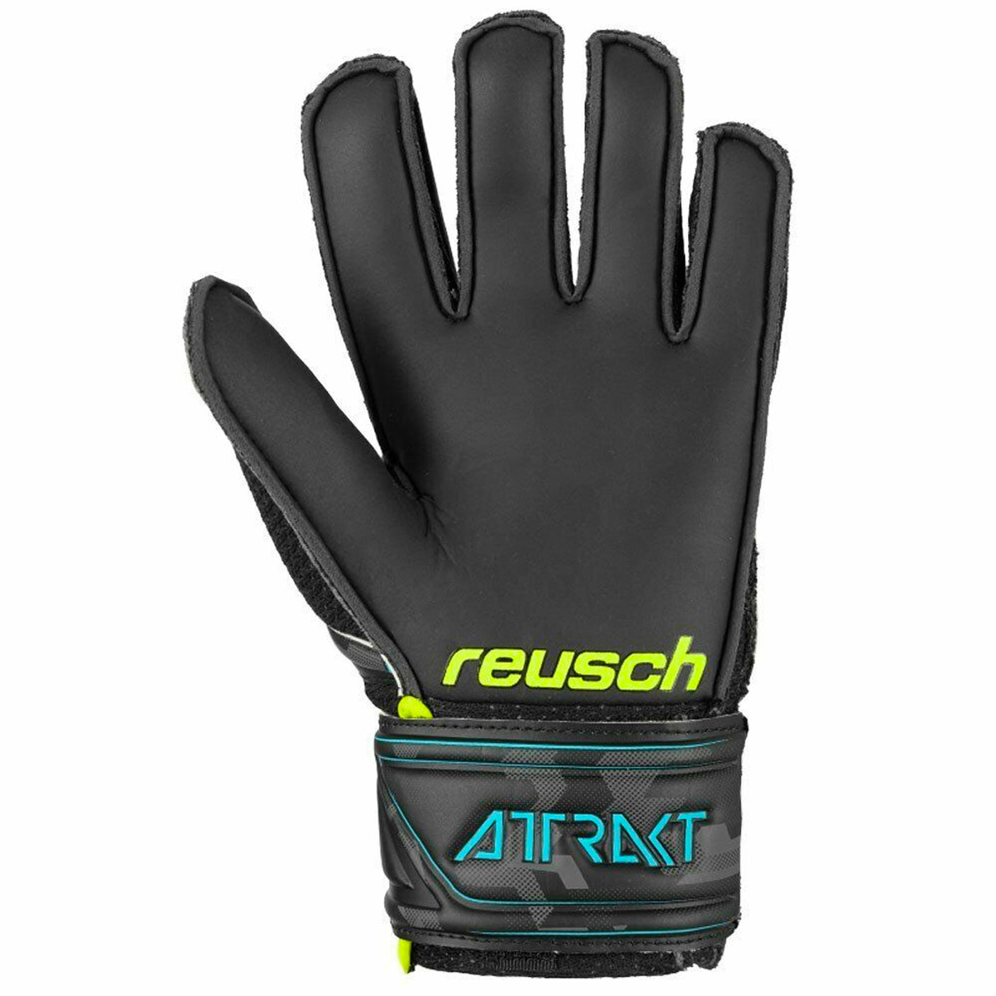 Reusch Kids Goalkeeper Attrakt SD Open Cuff Finger Support Gloves Black/Lime Palm