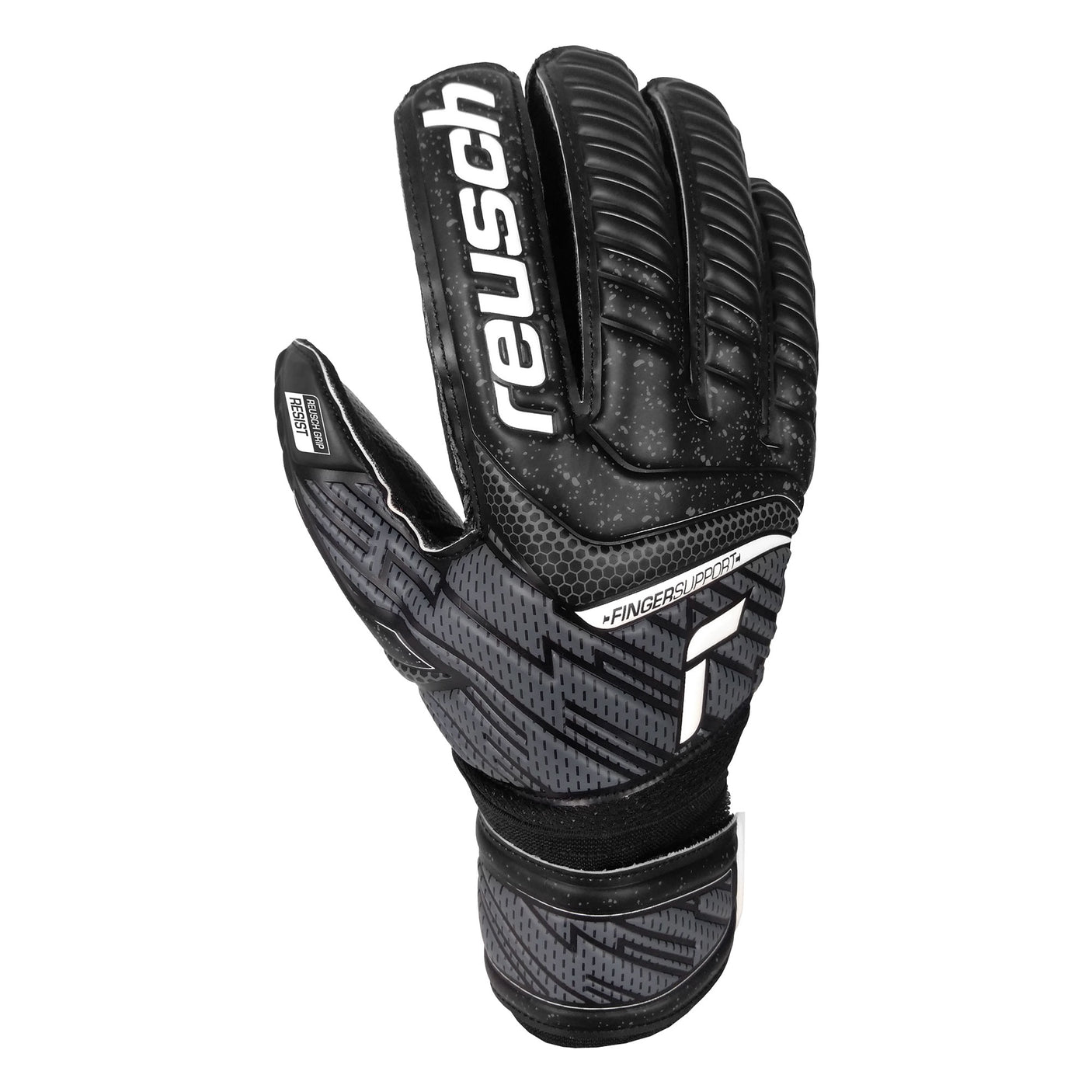 Reusch Men's GoalKeeper Attrakt Resist Finger Support Gloves Black/White Back
