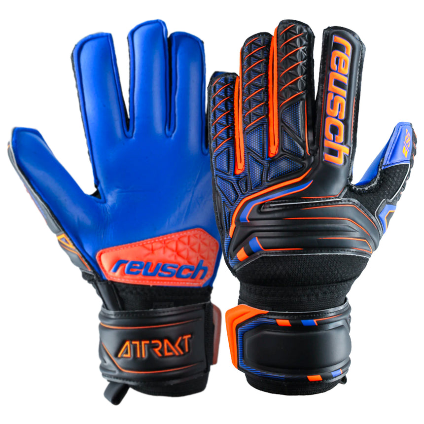 Reusch Men's GoalKeeper Attrakt SG Extra Finger Support Gloves Black/Orange Front/Back
