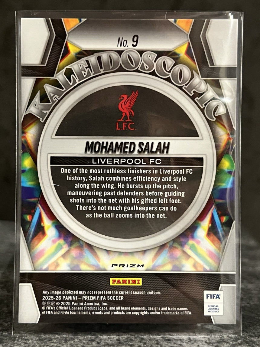 2025-26 Panini Prizm FIFA Mohamed Salah KALEIDOSCOPIC Silver Mosaic Prizm Liverpool FC