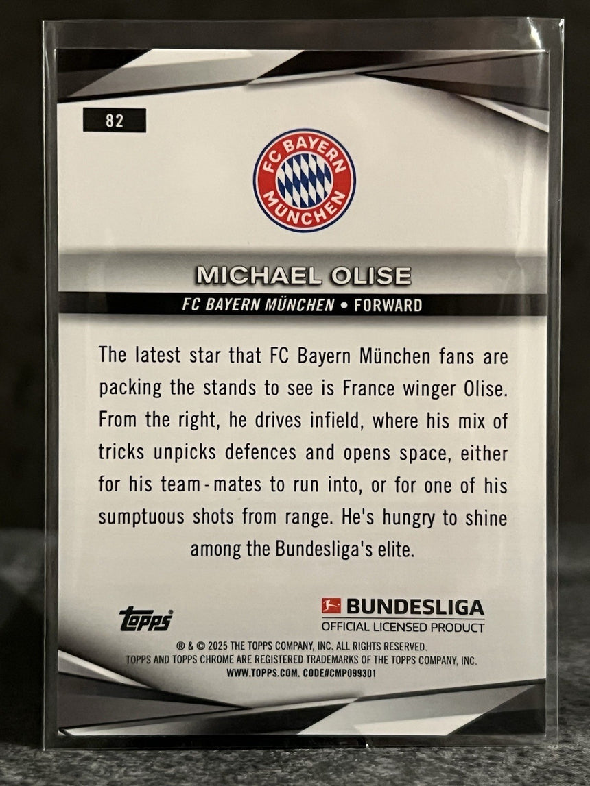 2024-25 Topps Chrome Bundesliga Michael Olise #82 Pulsar Refractor Bayern Munich