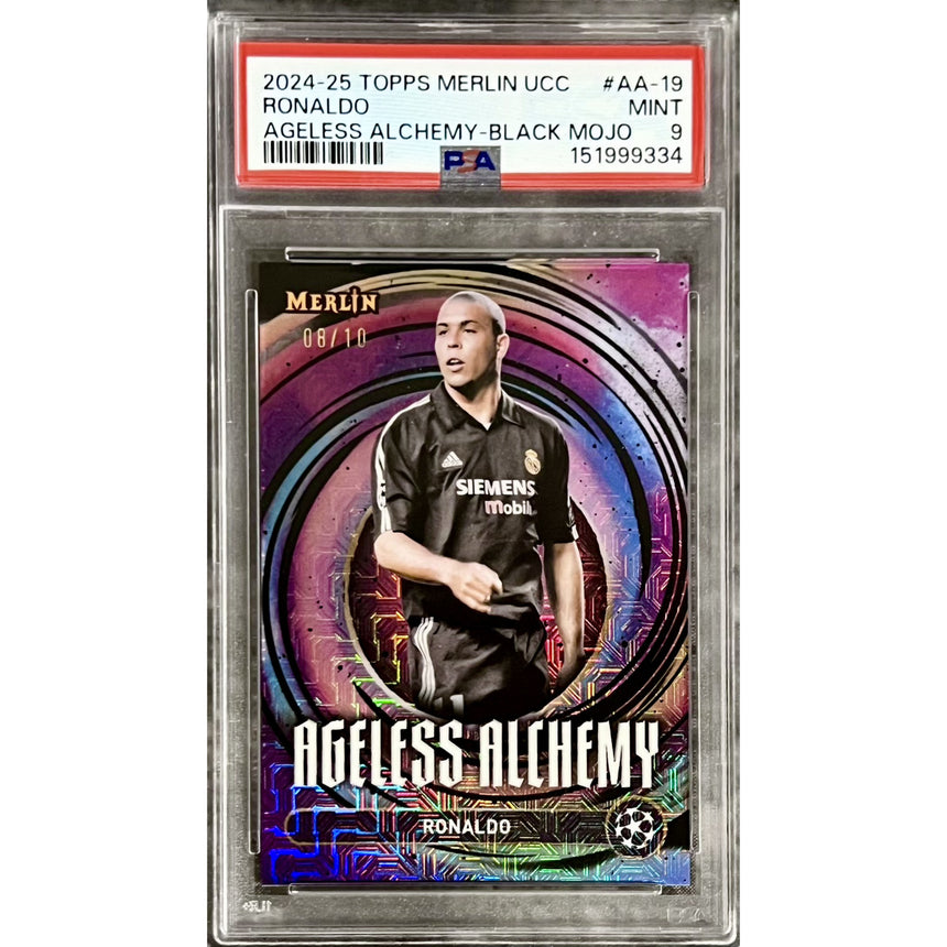2024-25-topps-merlin-ucc-psa-9-ageless-alchemy-black-mojo-ronaldo-10-real-madrid-front