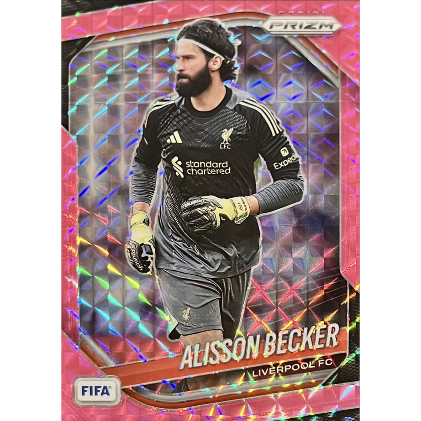 2025-26-panini-prizm-fifa-soccer-pink-mosaic-prizm-alisson-becker-liverpool-fc-front