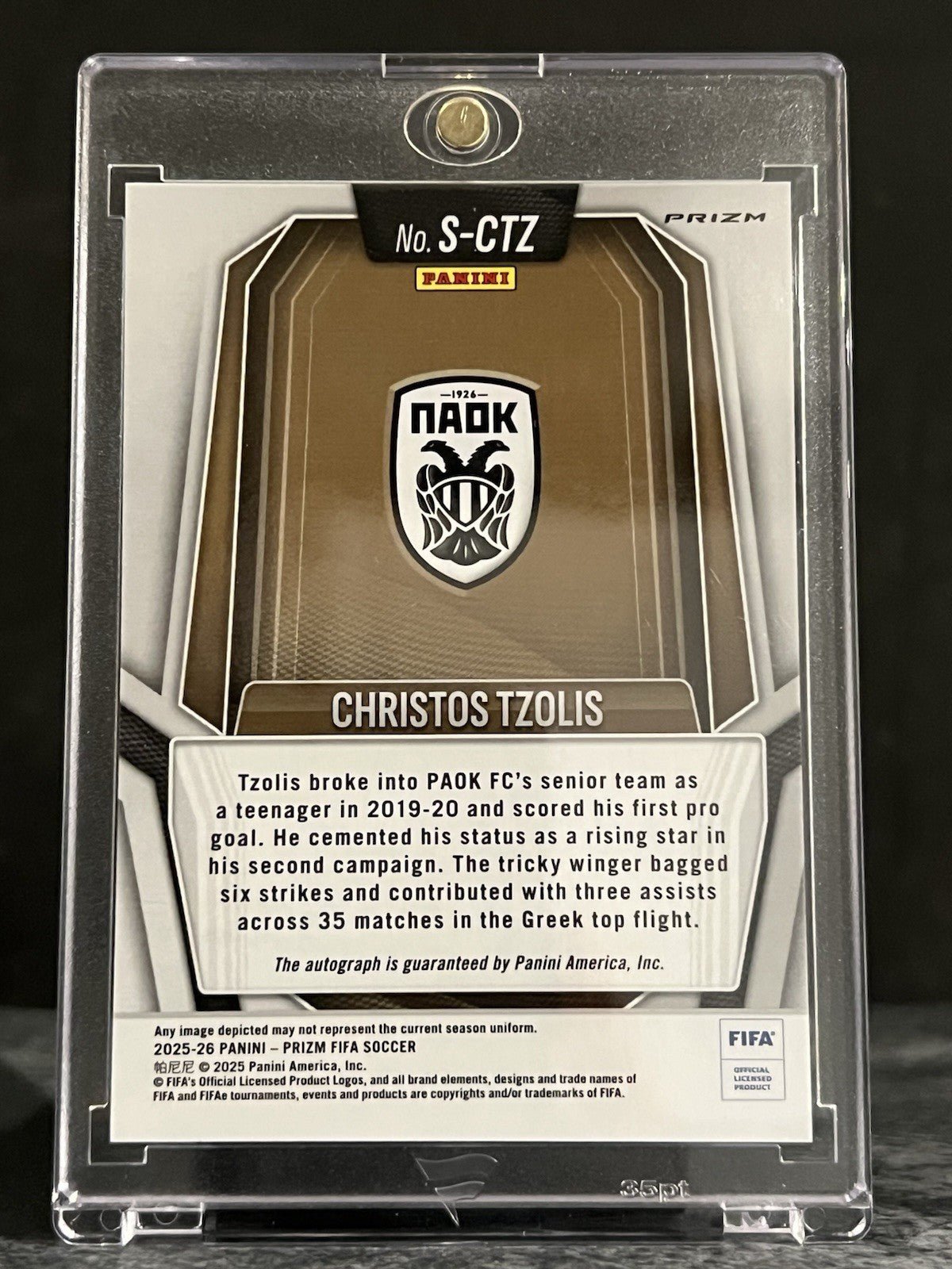2025-26 Panini Prizm FIFA Soccer Red Pulsar Auto Christos Tzolis