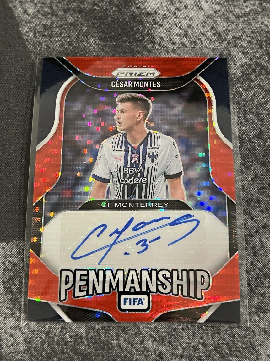 2025-26-panini-prizm-fifa-soccer-red-pulsar-prizm-penmanship-auto-cesar-montes-cf-monterrey-additional-four