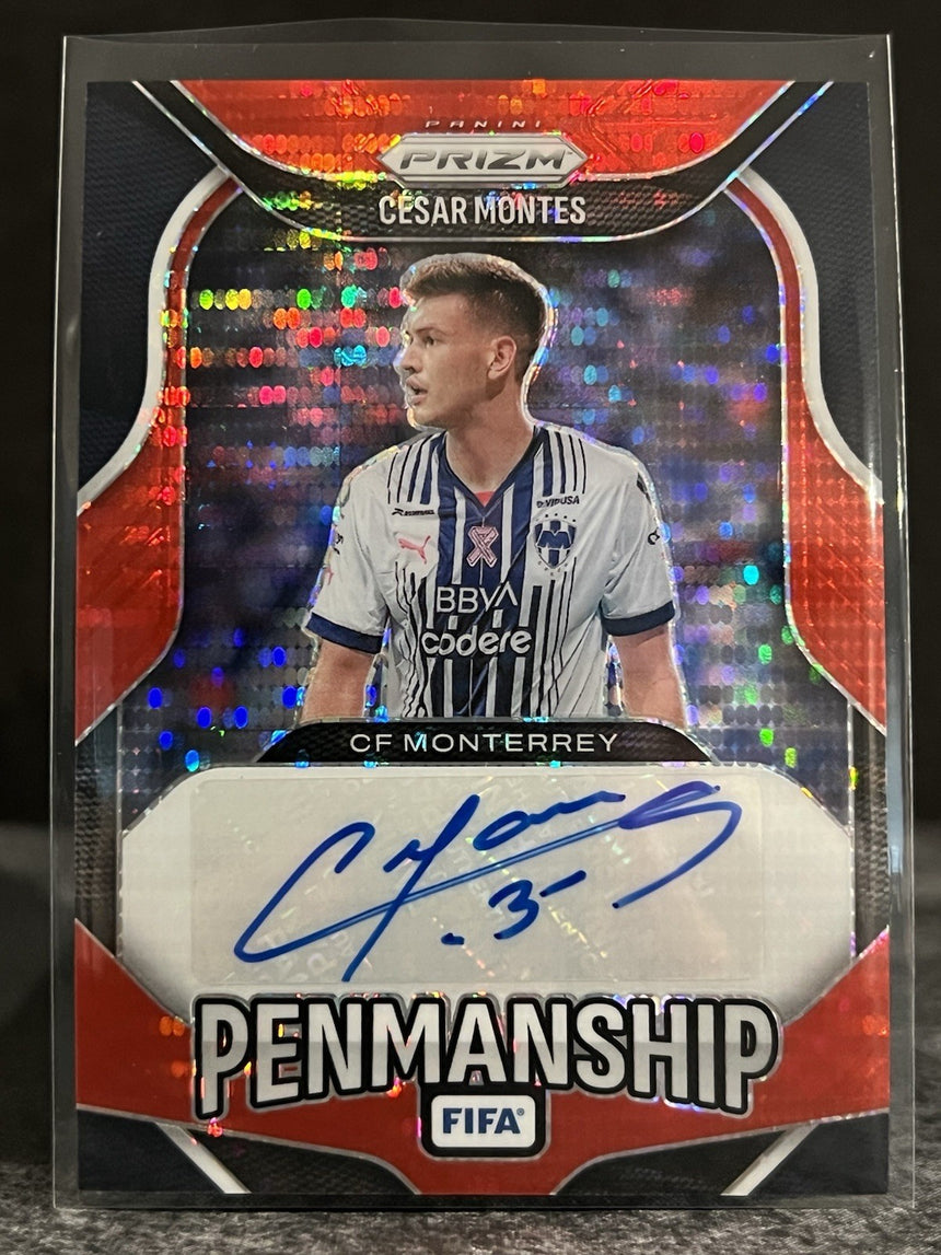 2025-26-panini-prizm-fifa-soccer-red-pulsar-prizm-penmanship-auto-cesar-montes-cf-monterrey-additional-two