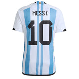 adidas Argentina Kids Home Stadium 2022/23 Jersey w/ Messi #10 White/Blue Back