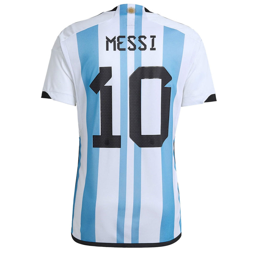 adidas Argentina Kids Home Stadium 2022/23 Jersey w/ Messi #10 White/Blue Back
