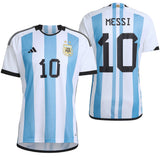 adidas Argentina Kids Home Stadium 2022/23 Jersey w/ Messi #10 White/Blue Both