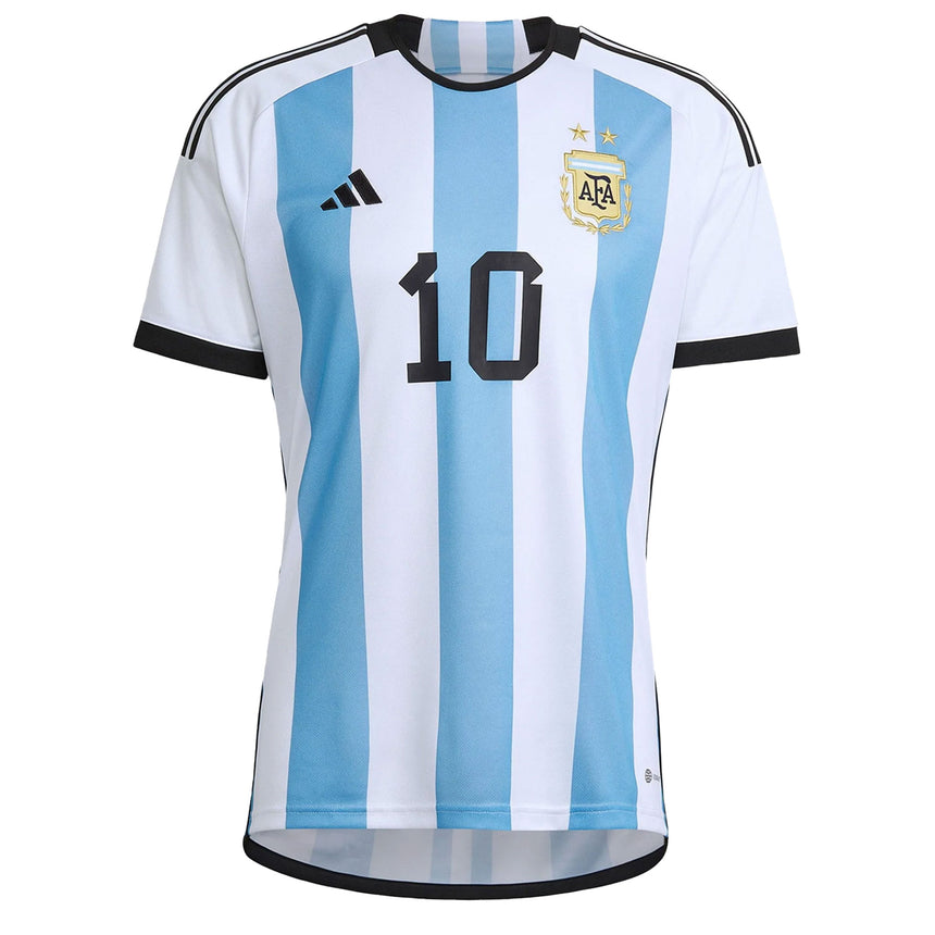 adidas Argentina Kids Home Stadium 2022/23 Jersey w/ Messi #10 White/Blue Front