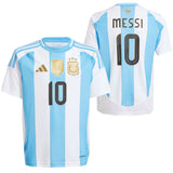adidas Argentina Kids Home Stadium 2024/25 Jersey w/ Messi #10 Both