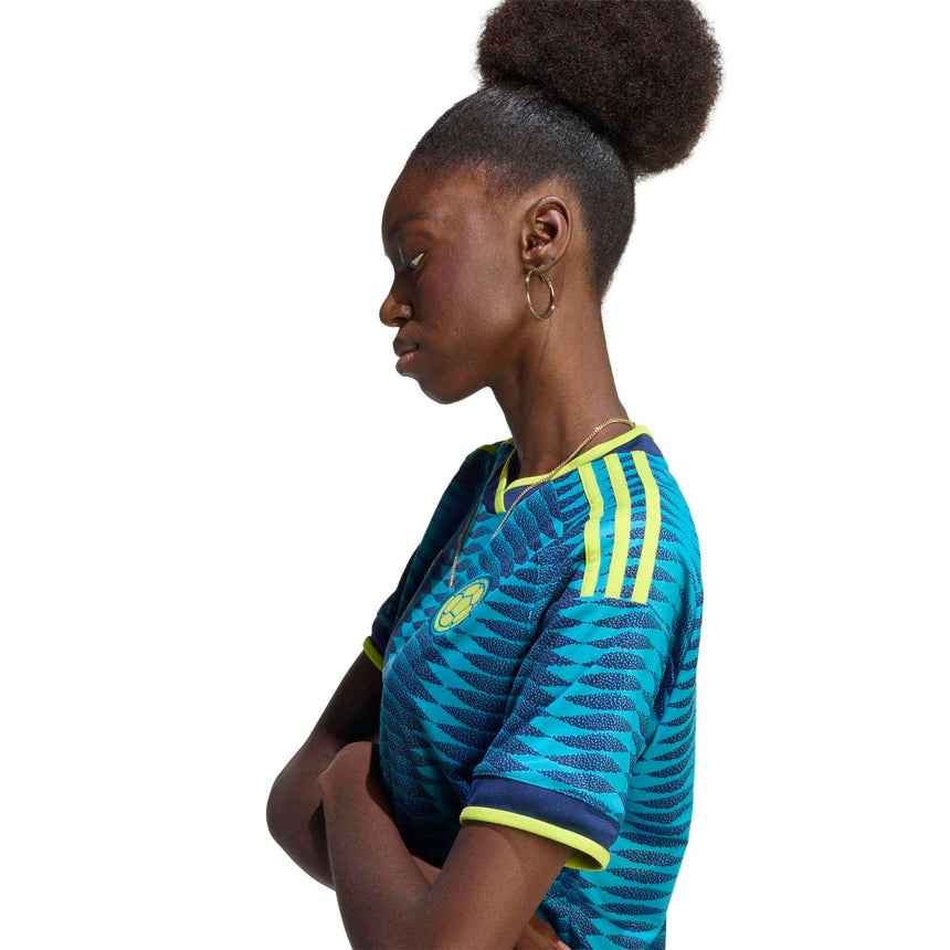 adidas Colombia Women's Away Cropped 2026 Jersey Turquoise Sleeve