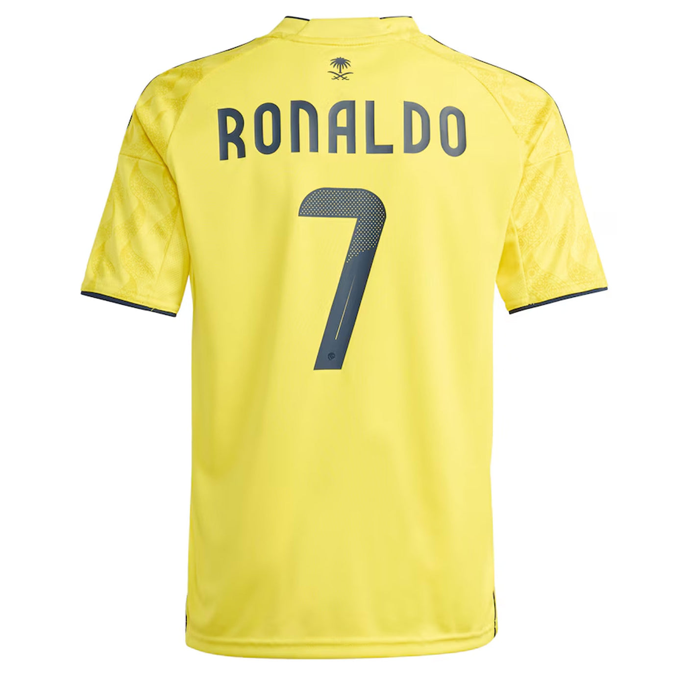 adidas Kids Al Nassr 2025/26 Home Jersey w/ Ronaldo #7 Printing Impact Yellow/Night Indigo Back