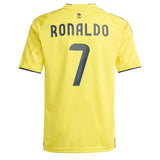 adidas Kids Al Nassr 2025/26 Home Jersey w/ Ronaldo #7 Printing Impact Yellow/Night Indigo Back