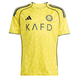 adidas Kids Al Nassr 2025/26 Home Jersey w/ Ronaldo #7 Printing Impact Yellow/Night Indigo Front