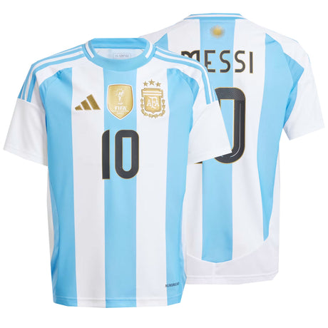 adidas Kids Argentina 2024/25 Home Jersey w/ Messi #10 Printing Both