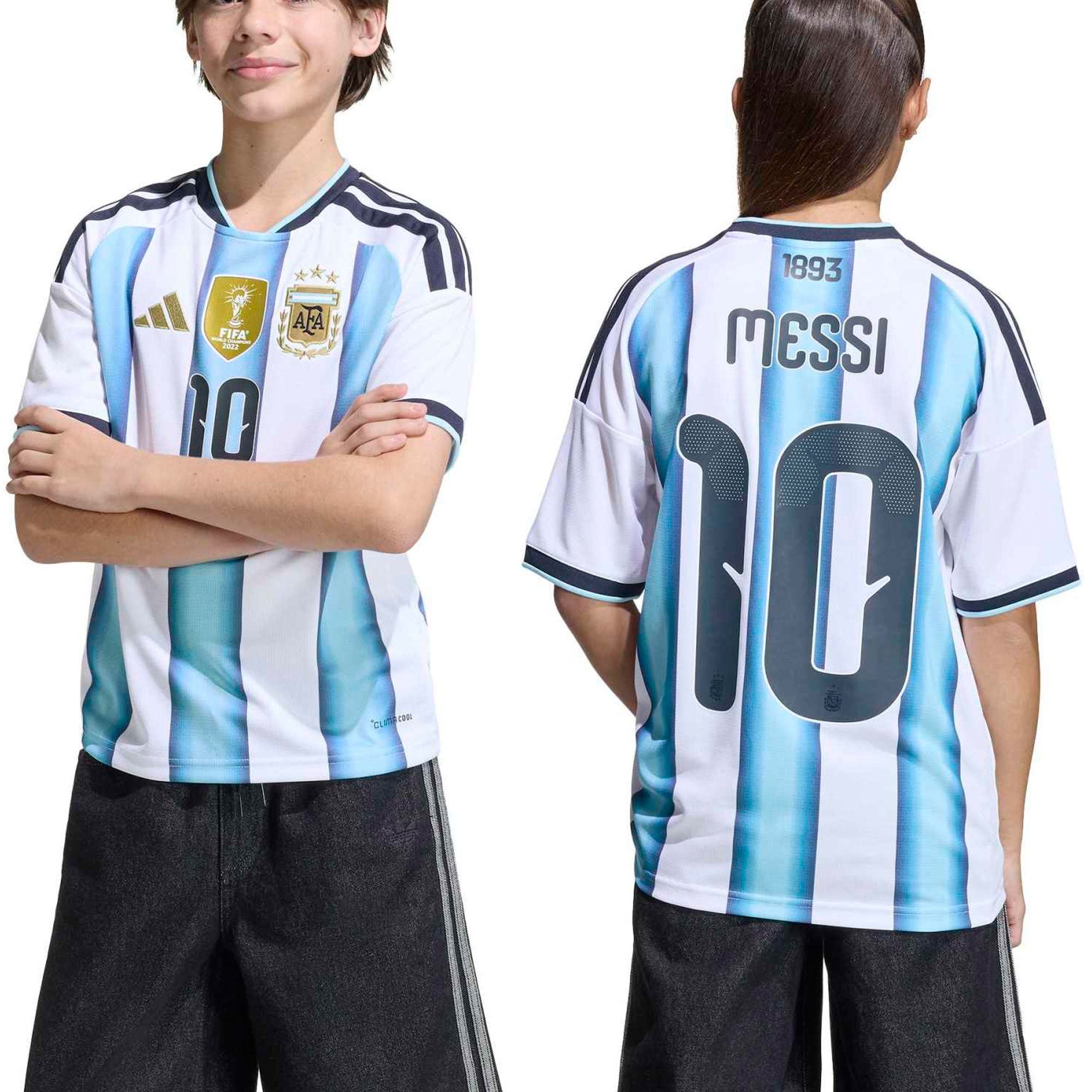 adidas Kid's Argentina World Cup 2026 Home Jersey w/ Messi #10